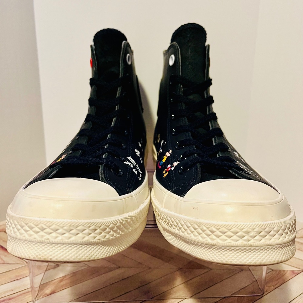 Kith x Disney Converse Men 10 Wmn 12 Black Leather Mickey Mouse Timeline 167508C - Picture 6 of 11
